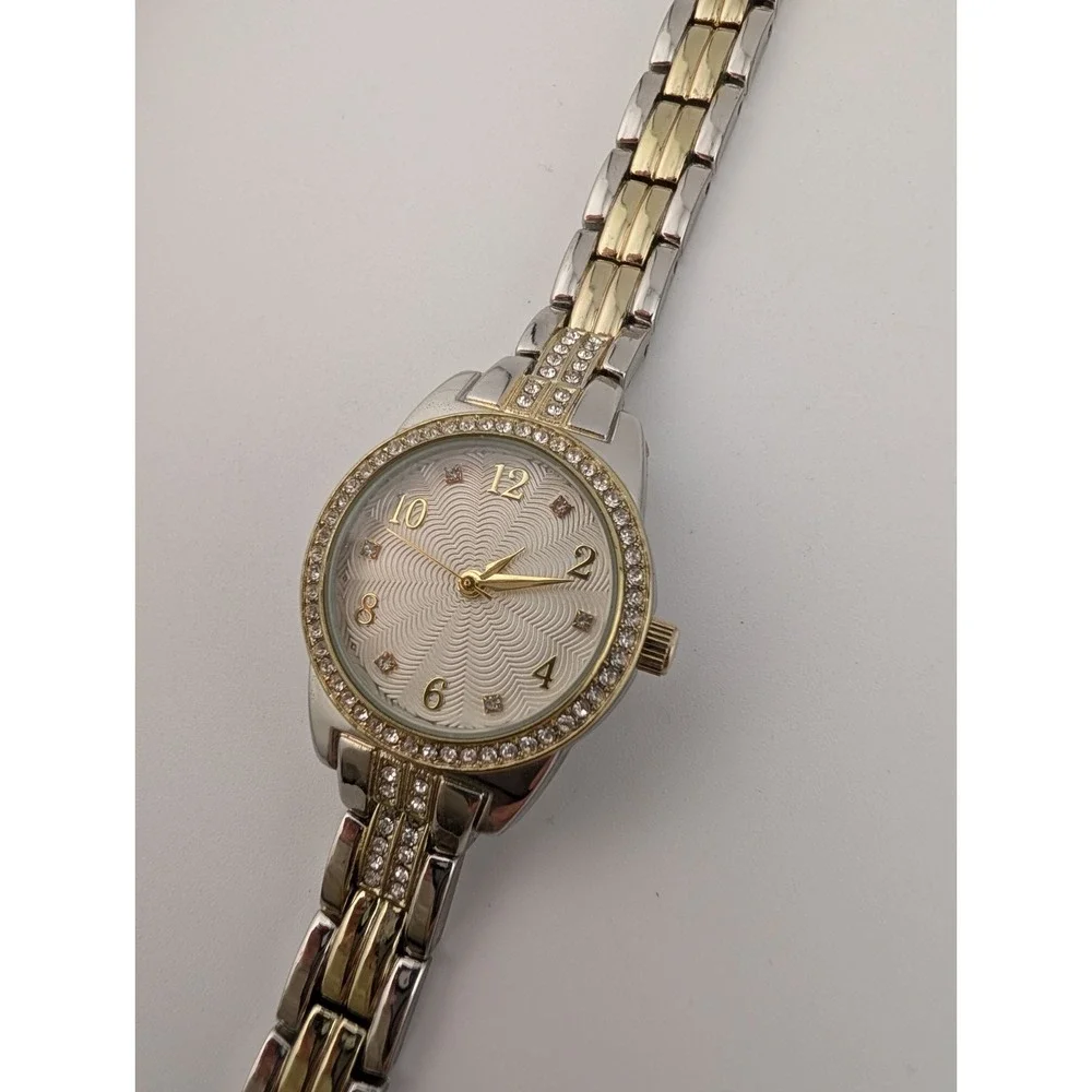 Women's Quartz Watch 27mm Case Rhinestone Bezel‎ Two Tone 7